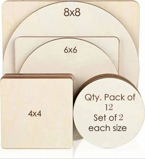 VSELL Mdf Board Sheet For Art & Craft Mandala art, Lippan art,Resin Art Pack of 12 Ash Wood Veneer