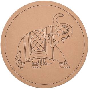 Asmi Collections Beautitul Elephant Premarked MDF Base for DIY Craft Work Pine Wood Veneer