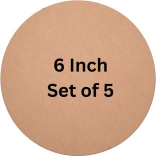 kumawatfeb Round Circle MDF Pine Wood 6 inch MDF Boards for Art and Craft set 5 Pine Wood Veneer