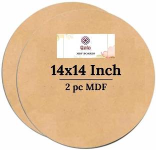Qala Round Wooden 14 INCH MDF Art Board 3.5 mm for Craft/Painting/Mandala/DIY Set Pine Wood Veneer