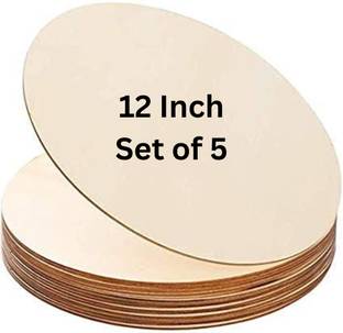 kumawatfeb unfinished round circle 12 inch set of 5 for art craft Pine Wood Veneer