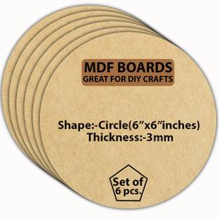 Nn Craft Round MDF board 3mm thick for DIY Craft,(6 INCH) Wooden Geometric Object