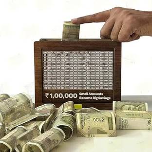 SHYAM CRAFT Smart Wooden Savings Vault – Coin Collection & Cash Organizer Wooden Geometric Object