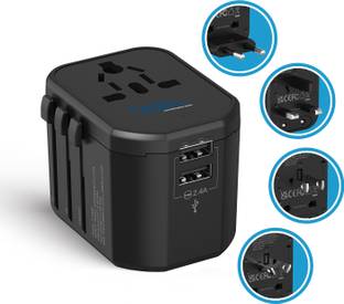 Ceptics Universal Travel Adapter - 3-in-1 International Plug Socket, 2 x USB 2.4A Ports Worldwide Adaptor
