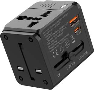 Gotrippin Universal Travel Adapter with Dual USB Charger Ports (Black), International Worldwide Charger Plug for Phone, Laptop, Camera, Tablet Worldwide Adaptor
