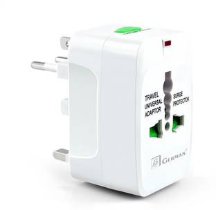 R3 GERMAN Universal travel Multiplug Plastic with 2&3-Pin White Travel Adaptor Worldwide Adaptor