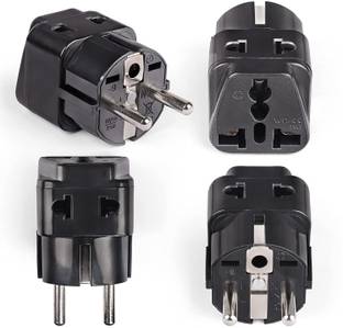 OREI India to Europe (Schuko) Travel Adapter Plug Type E/F - 4 Pack Worldwide Adaptor