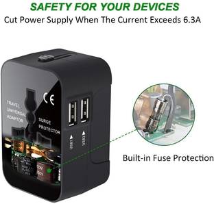 Jihaan International Universal Worldwide Travel Adapter,All in One Universal Power Wall Charger AC Power Plug Adapter(Black) वर्ल्डवाइड एडाप्टर