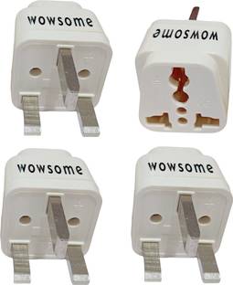WOWSOME 4 Pcs 3 Flat Pin 13A Conversion Plug for India to UK, UAE, Malaysia, Singapore Worldwide Adaptor