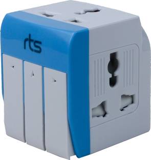 jihaan 3 PIN 3 Way Universal Conversion Plug with Individual Individual Switches and LED Indicator Power Plug