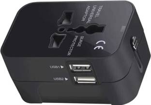 HSD UNIVERSAL TRAVEL ADAPTER BLACK WITH DUAL USB Worldwide Adaptor