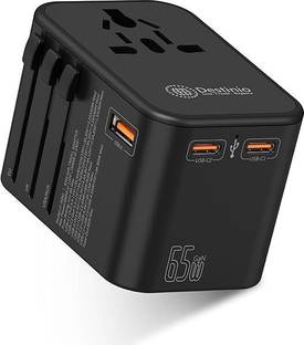 Destinio Universal Travel Adapter - Type C 65W GAN - Fast Charging 2 x Type C, 1 x USB Worldwide Adaptor