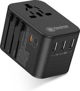 Destinio Universal Travel international Adapter with 1 PD, 1 Type C, 3 USB Charger Ports Worldwide Adaptor