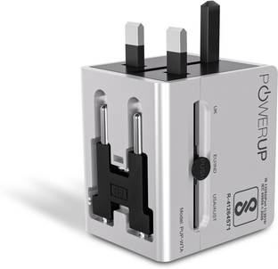 Power Up Universal Travel Adapter Dual USB-A & Type-C Port Worldwide Adaptor