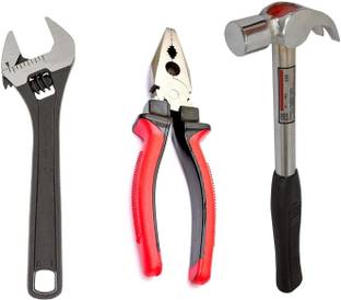 Exotic Arcade Combo of 8" Adjustable Wrench, Claw Hammer And 8" Combination Plier || Best Quality Heavy Duty Combo Single Sided Open End Wrench