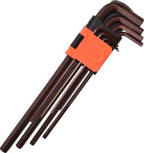 Harden PCS Professional Long Hex Key Wrench 9PCS Professional Hex Key Wrench Made of S2 Steel, Non-Slip - 540608 Single Sided L Type Wrench