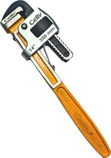 Syntex 14 Inch Heavy Duty Pipe Wrench Cast Iron Body with Steel Jaw Grip Tool 14 Inch Heavy Duty Pipe Wrench Cast Iron Body with Steel Jaw Grip Tool Single Sided Pipe Wrench