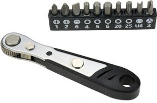 AASONS 1/4"Ratchet Wrench Handle with 10Pcs hex bits AASONS 1/4 Mini Ratchet Wrench Pocket 11 pc Screwdriver Set with High Torque Double Sided Rachet Wrench