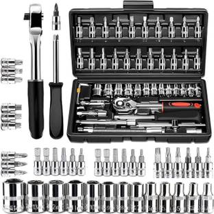 AshmakamMart 46in1-25 46 in 1 Socket and Spanner Set for DIYers and Home Mechanics Double Sided Box End Wrench