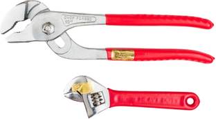 Globus 764 Adjustable Wrench(6"/150MM)SOFT Grip & Water Pump Plier(10''/250MM)Soft Grip Single Sided Open End Wrench