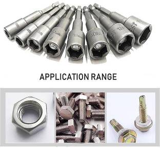 AS TOOL CENTER Nut Driver Set Drill Bit Adapter For Electric Screwdriver Handle Tools Shank size(approx.):1/4inch Single Sided Socket Wrench