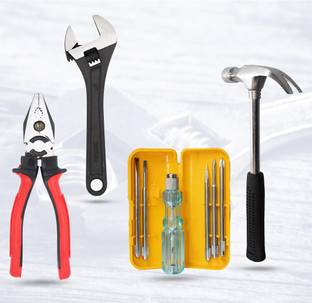 Hillgrove HGCM174M1 8"inch Adjustable Hand Tool with Plier|5in1 Screwdriver|Hammer Single Sided Open End Wrench