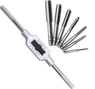 Digital Craft 8Pc Metric Thread Tap & Wrench Set – M3 to M12 Plug Tap Drill Bit Kit with Adjustable Handle for Metal Threading & Maintenance Single Sided T Type Wrench