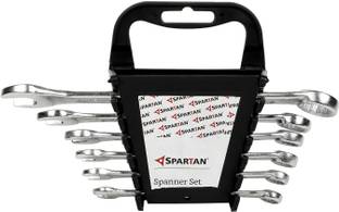 Spartan SPA_SPANpk6 Carbon Steel Combination Spanner Set (Silver, Set of 6) Double Sided Combination Wrench