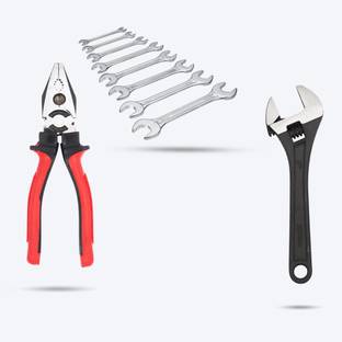 Hillgrove HGCM442M1 8"inch with Adjustable Wrench with Open Wrench Set and 8"inch Plier HGCM442M1 8"inch with Adjustable Wrench with Open Wrench Set and 8"inch Plier Double Sided Open End Wrench