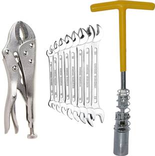 Digital Craft 16MM Sprak Plug Wrench,8Pc Double Open Spanner Set,10"Inch Lock Plier Smooth Spark Plug Extraction with a Rugged, Long-Lasting Automotive Tool Single Sided T Type Wrench