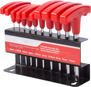 uptodateprouducts 10pc T-Handle Hex Key Set - Metric 2-10mm Allen Wrench Set with stand Set with comfortable grip on a stand Single Sided T Type Wrench