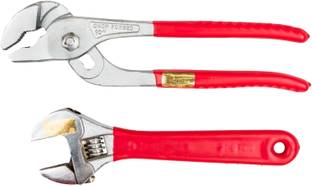 Globus 765 Adjustable Wrench(8"/200MM)SOFT Grip & Water Pump Plier(10''/250MM)Soft Grip Single Sided Open End Wrench