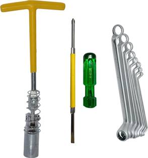 Digital Craft 16MM Sprak Plug Wrench,2 In 1 Screw Driver,8Pc Ring Spanner Set Smooth Spark Plug Extraction with a Rugged, Long-Lasting Automotive Tool Single Sided T Type Wrench