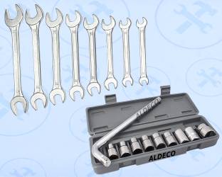 Aldeco 8PC Combination Spanner Set with 10PC Socket Set for Home & Garage Repairs Double Sided Combination Wrench