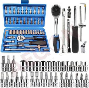 AEGON SS-46, 1/4" HeavyDuty Ratchet , Chrome Vanadium Hand Tool Kit, DR Socket Set For Repairing Work, DIY, Auto Car Double Sided Combination Wrench