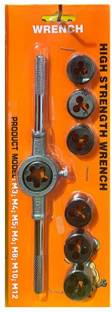 PKT Die Stock Handle Set, M3 M4 M5 M6 M8 M10 M12 Thread Die & Fit 17mm -25mm OD Die Metric Wrench Tool Kit - (Applications: for Threading Tapping), Single Sided Speciality