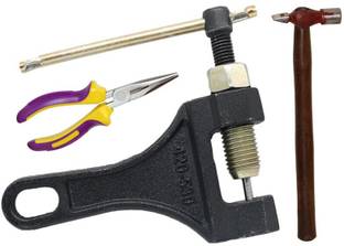 Digital Craft Combo of 3 Items Bicycle Chain Pin Remover Bike Link Breaker Splitter MTB Cycle Repair Tool Bicycle Chain Puller Link Extractor Cycling Repair with Nose Plier & Hammer Single Sided Speciality