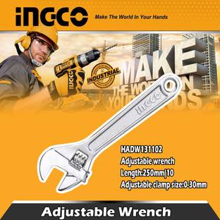 INGCO Adjustable Wrench 10 Inch Single Sided Open End Wrench