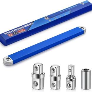 QXORE Offset Extension Wrench Universal Fit Small Space Socket Wrench Tool 15-inch Extension Wrench 3/8" Offset Impact-Ready Socket Wrench Tool Double Sided Socket Wrench