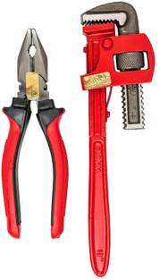 Globus 743 ADJUSTABLE PIPE WRENCH (STILSON 12"/300MM) & (COMBINATION PLIER (8"/200MM). Single Sided Pipe Wrench