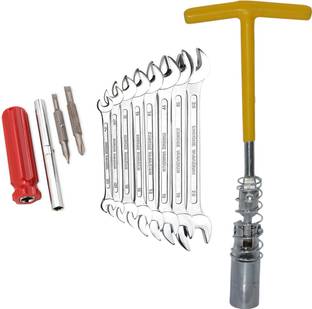 Digital Craft 16MM Sprak Plug Wrench,8Pc Double Open Spanner Set,4 In 1 Screw Driver Smooth Spark Plug Extraction with a Rugged, Long-Lasting Automotive Tool Single Sided T Type Wrench