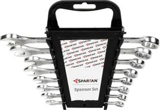 Spartan SPA_SPANpk8/ Carbon Steel Combination Spanner (Silver, Set of 8) Double Sided Combination Wrench