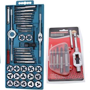 A&S TOOLSHOP 40x Multifunction Tap Die Set Nut And Bolt Screw Thread Cutter Wrench Repair Tool Professional Carbon Steel Heavy Duty Tool Kits with 1set of 5pcs screw extractor Single Sided Speciality