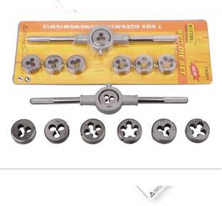 PKT 8PC Tap Die Set Screw Thread Carbon Hand Screw Taps Adjustable Taps Dies Wrench Machine Thread Cutting Hardware Tools(2017) Single Sided Speciality