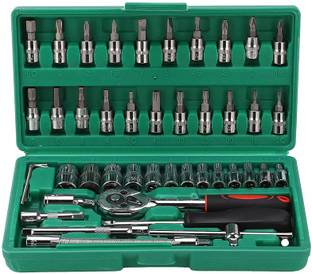 toolskart 46 Pc Hand Tool Kit Wrench Set Multi Purpose Combination Tool Chrome Vanadium 46Pc ToolKit Double Sided Combination Wrench