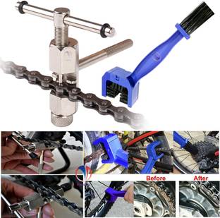 Mass Pro 1Pc SS Bike Chain Breaker With Chain Clean Brush Stainless Steel Road & Mountain Bicycle Chain Splitter Cutter Single Sided Speciality