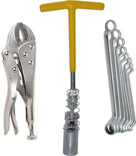 Digital Craft 16MM Sprak Plug Wrench,10"Inch Lock Plier,8Pc Ring Spanner Set Smooth Spark Plug Extraction with a Rugged, Long-Lasting Automotive Tool Single Sided T Type Wrench