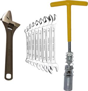 Digital Craft 16MM Sprak Plug Wrench,8Pc Double Open Spanner Set,10" Screw Wrench Smooth Spark Plug Extraction with a Rugged, Long-Lasting Automotive Tool Single Sided T Type Wrench