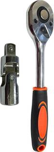EPITECH MART 1/2 Drive Quick Release Ratchet Socket Handle and 1/2 Inch Drive Universal Joint Anti-slip Hand-grip Head Drive Ratchet Wrench Repair Tools Square Head Spanner Single Sided Rachet Wrench