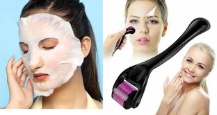 Emijun Face,Skin Ageing & Hair Regrowth, Micro Needles Roller WITH SHEET MASK Wrinkle Eye & Face Eraser